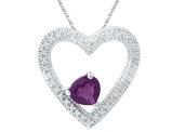 5/8 Carat (ctw) Lab-Created Amethyst Heart Pendant Necklace in Sterling Silver